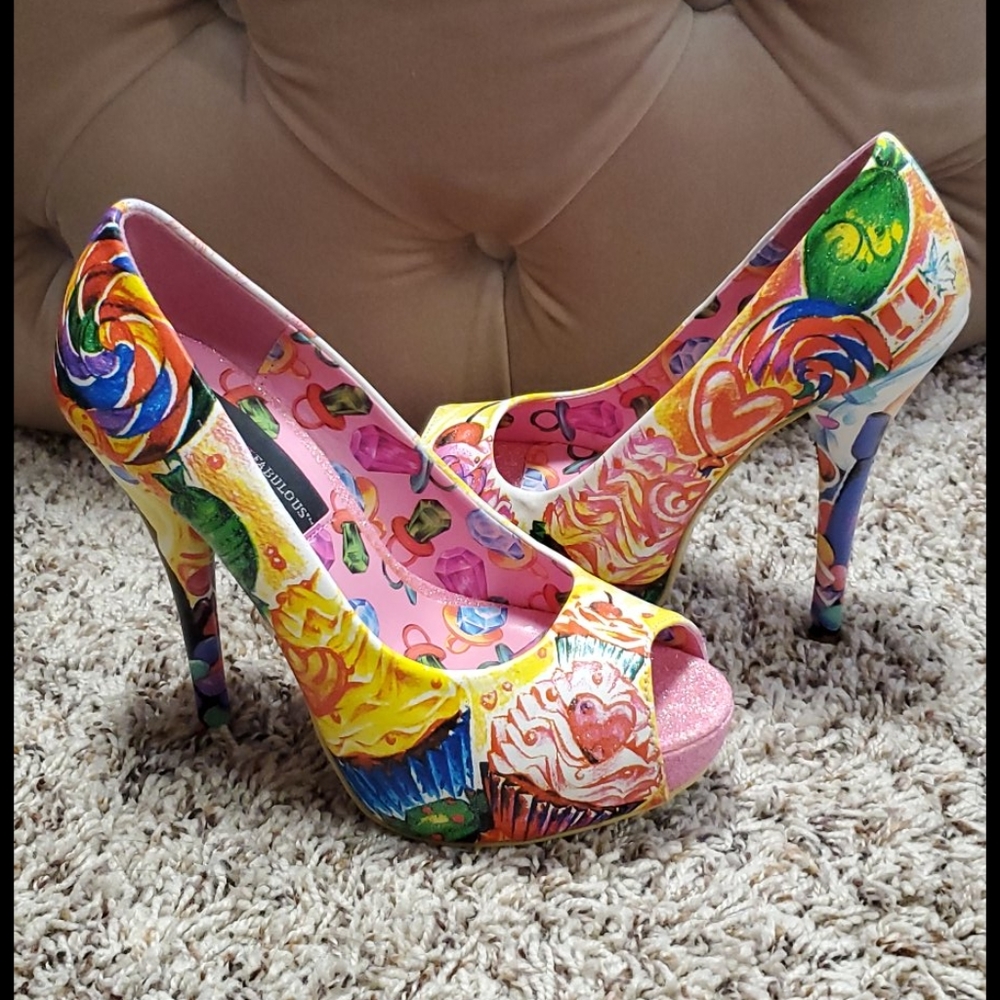 Just Fab Graffiti Style Candy Heels